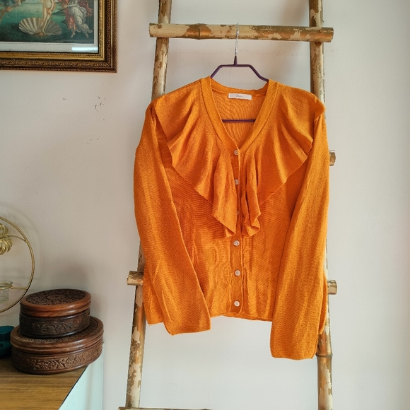 Roem Mustard Ruffle Cardigan - Picture 14 of 15